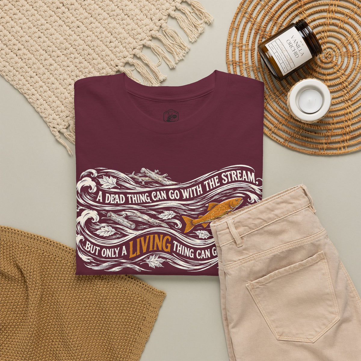 Chesterton Fish Go With the Stream T-shirt – Donkey Talk graphic tee