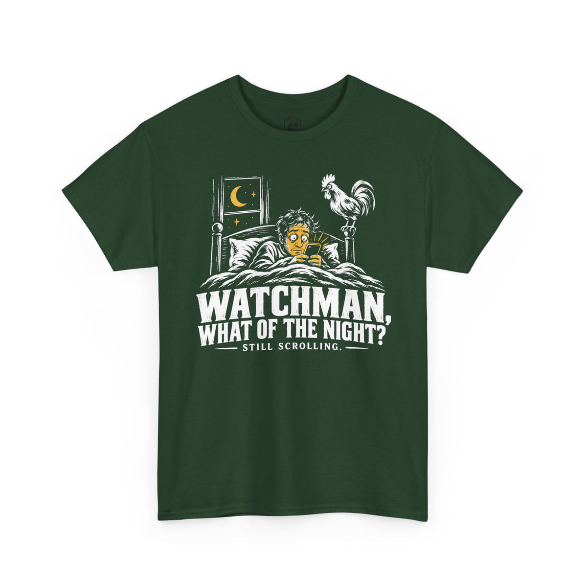 Camiseta "Watchman, Still Scrolling?" | Camiseta cristiana divertida con gráfico de Isaías 21:11