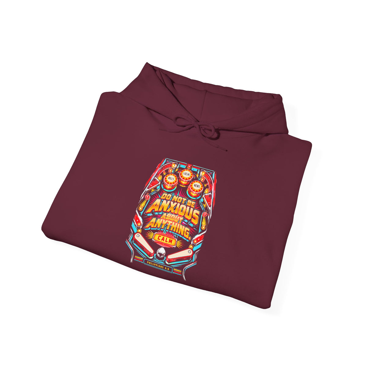 Do Not Be Anxious Pinball Hoodie | Philippians 4:6 Retro Arcade Hoodie