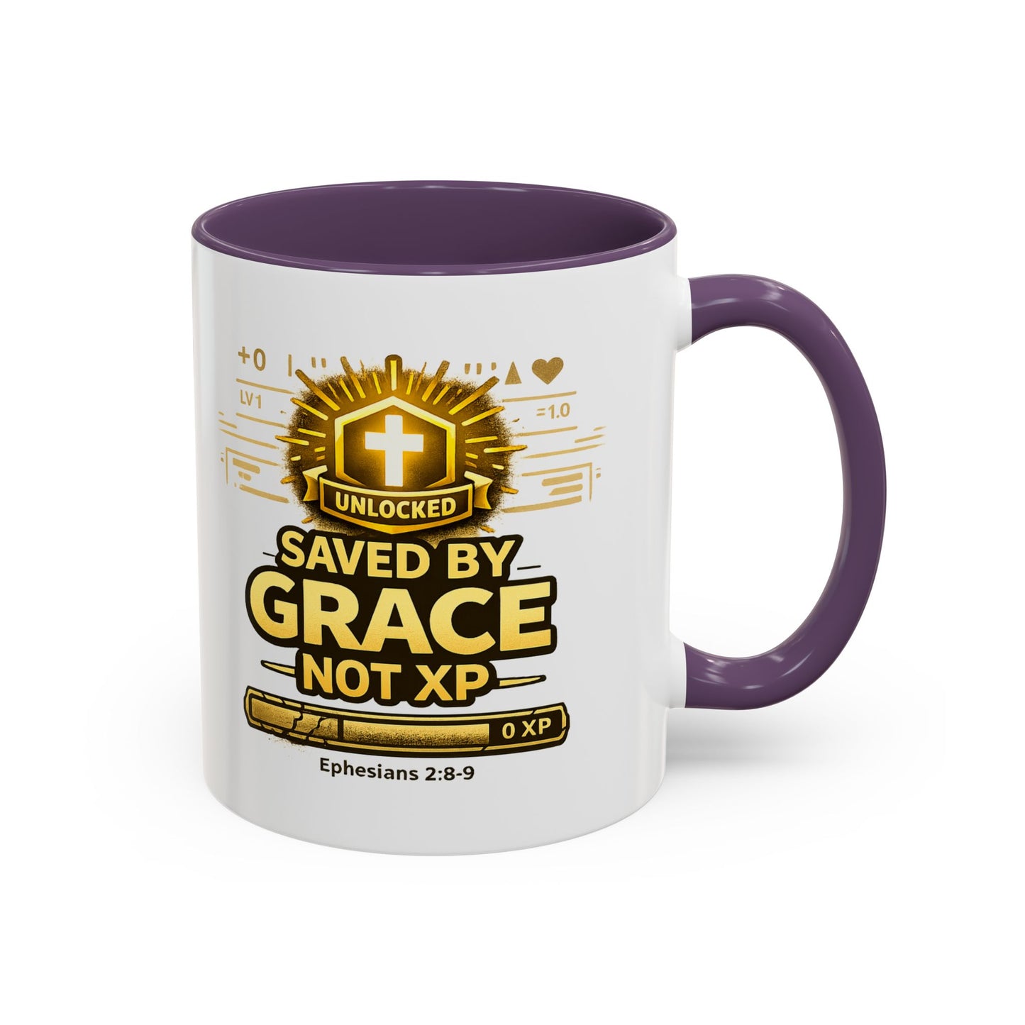 Saved by Grace Coffee Mug — Christian Gamer "Not XP" 11/15oz Accent Mug