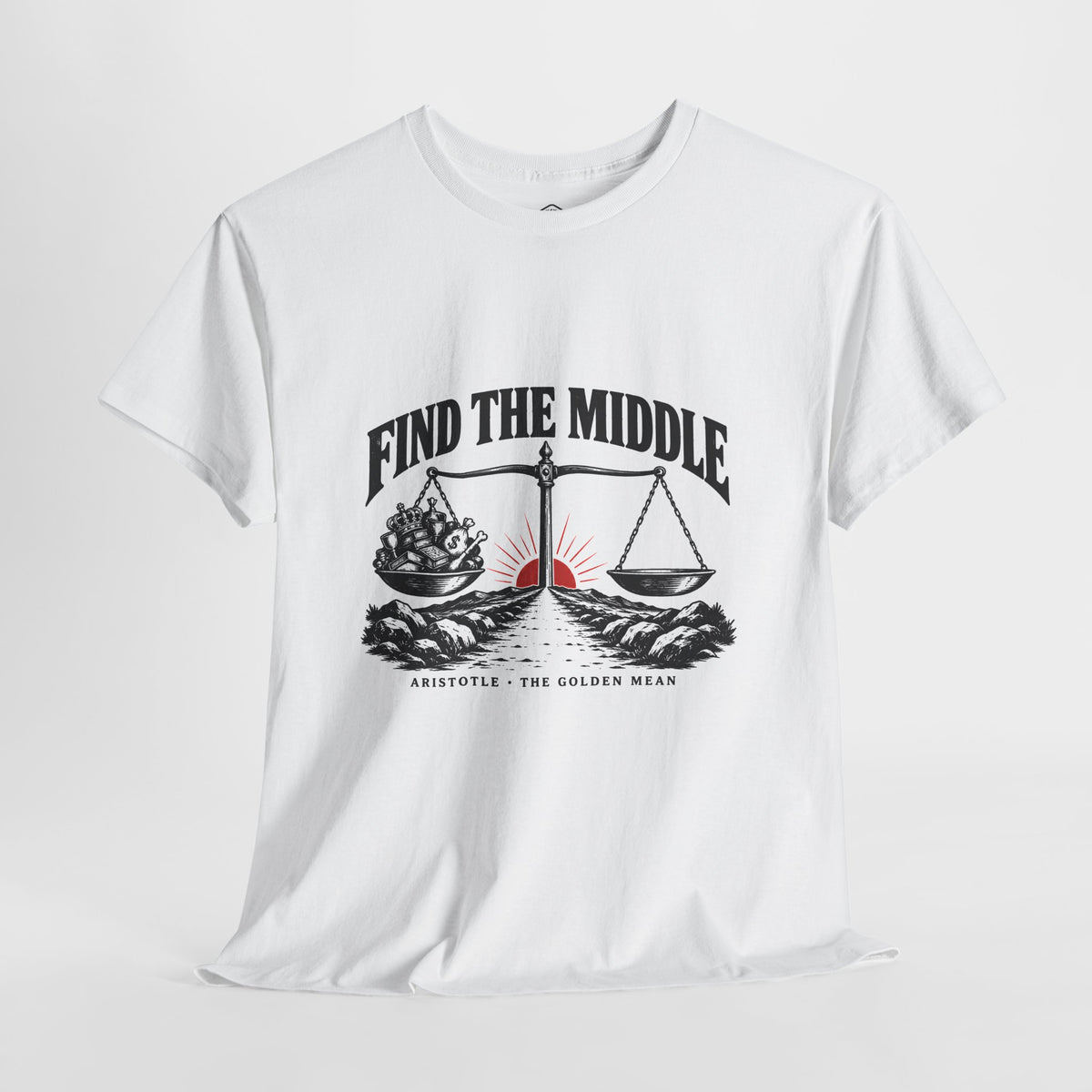 Find the Middle T-Shirt | Aristotle Golden Mean Philosophy Tee