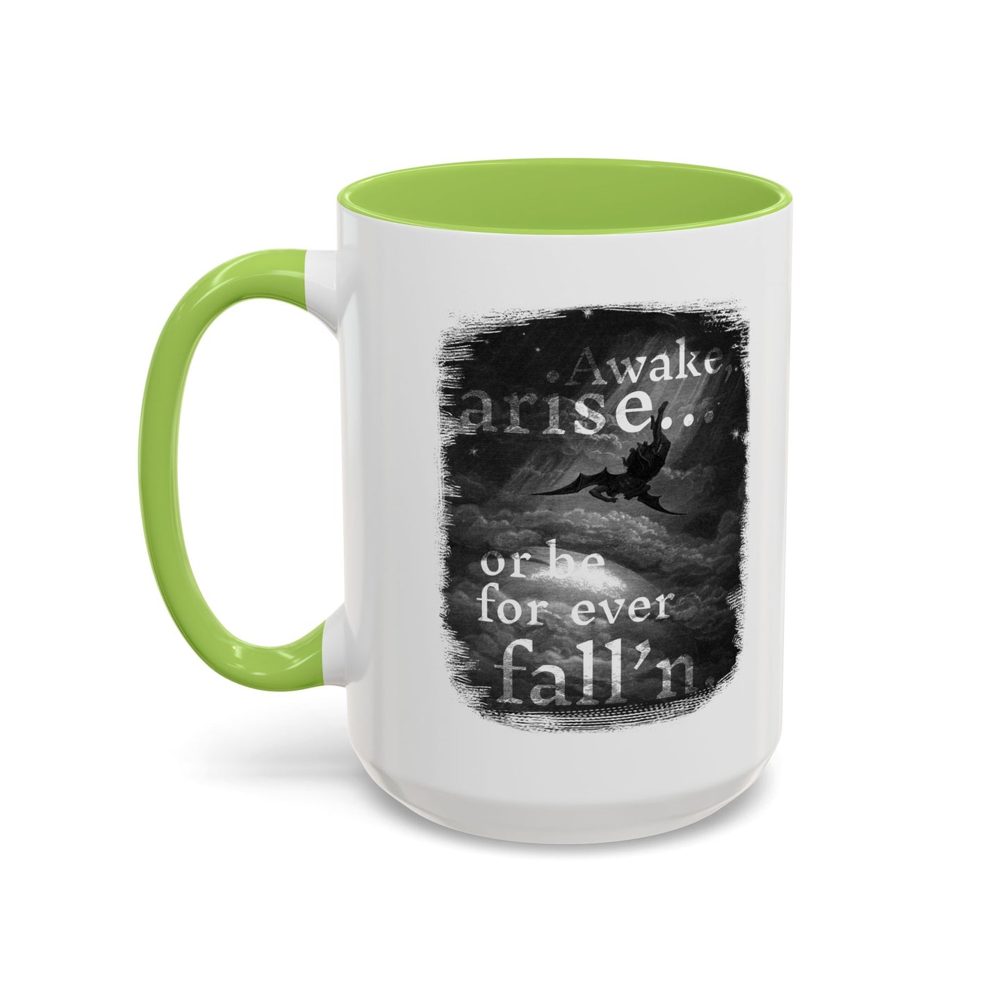 Inspirational Gothic Coffee Mug — "Awake Arise or Be Forever Fall'n" Accent Mug (11/15oz)