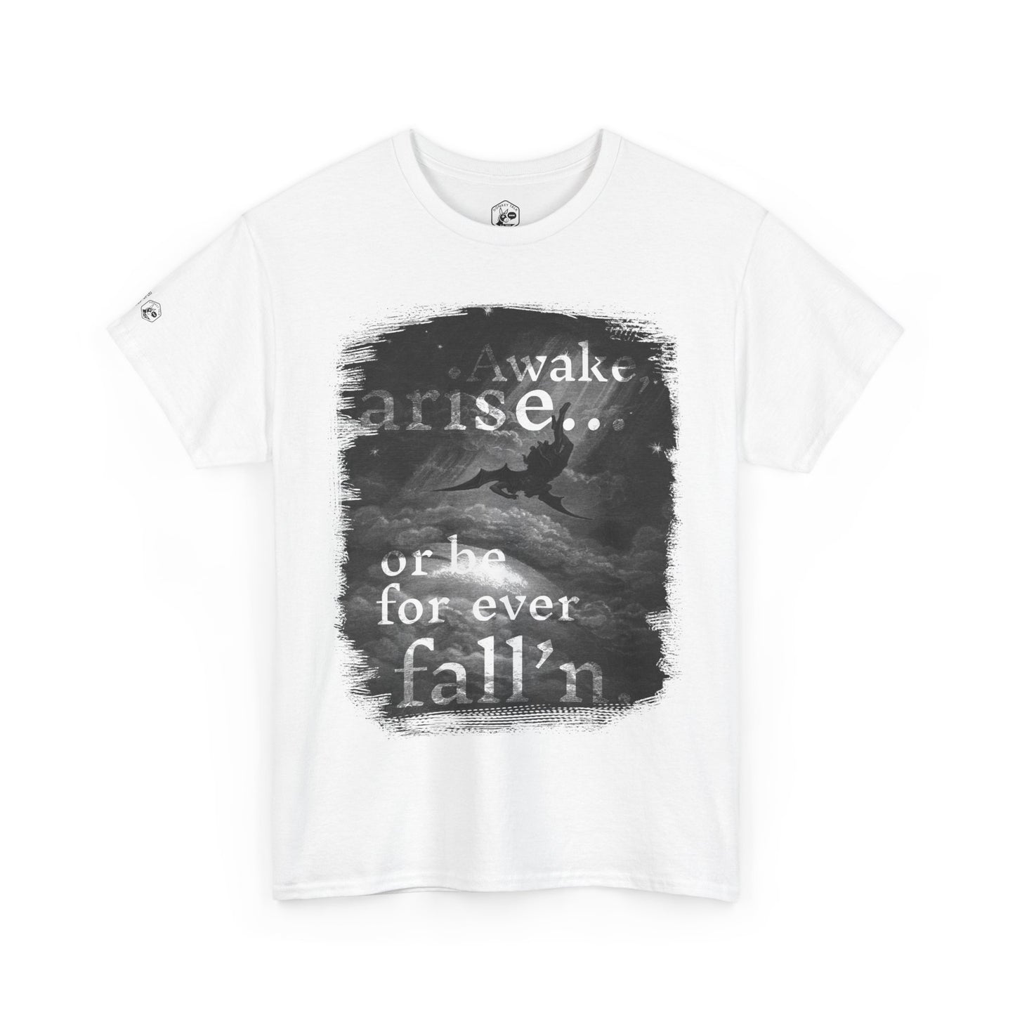Inspirational Unisex Heavy Cotton Tee - 'Awake, arise... or be for ever fallen' - Motivational Shirt for Dreamers, Perfect for Everyday Wear