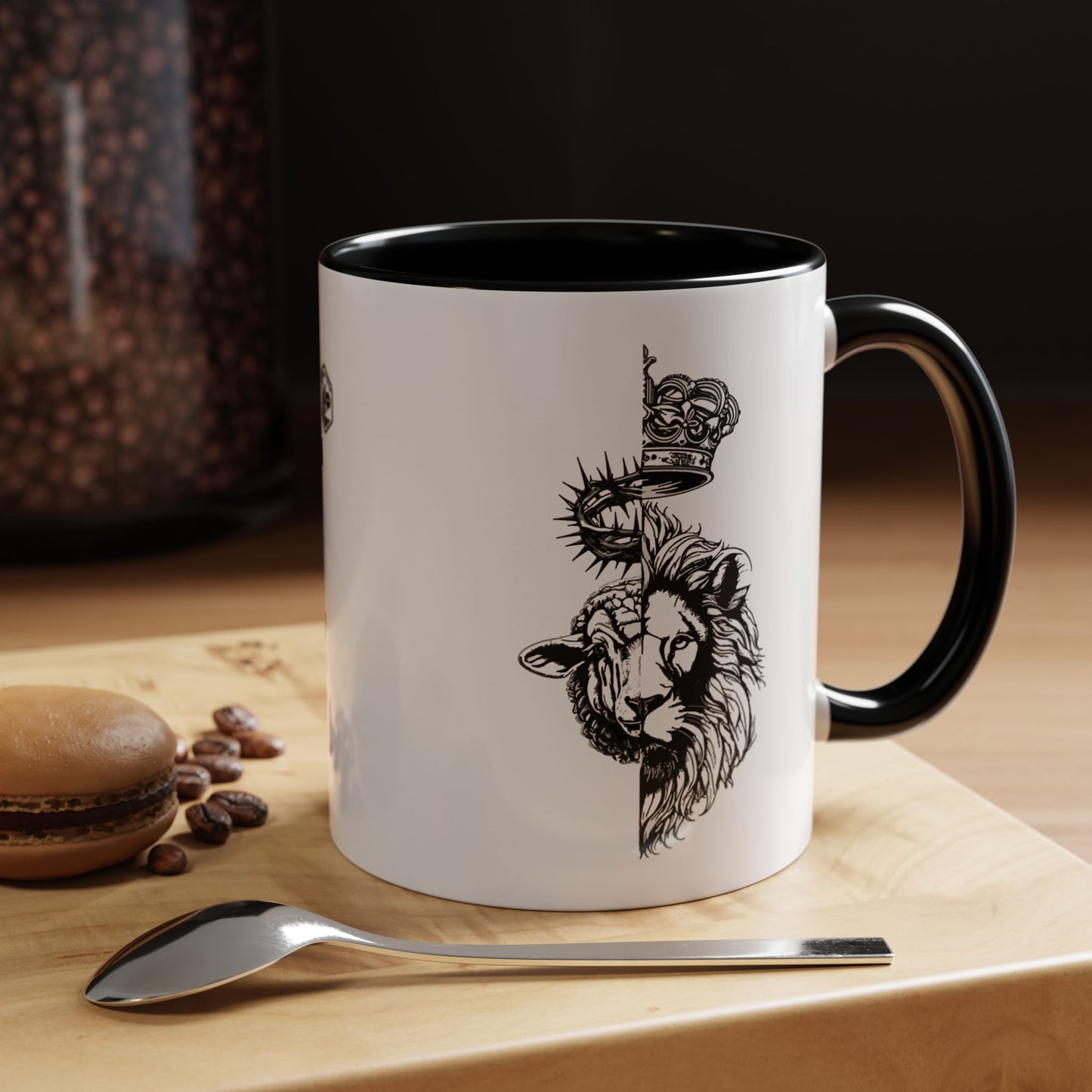 Lion & Lamb Religious Accent Coffee Mug — Crown of Thorns Christian Gift (11/15oz)