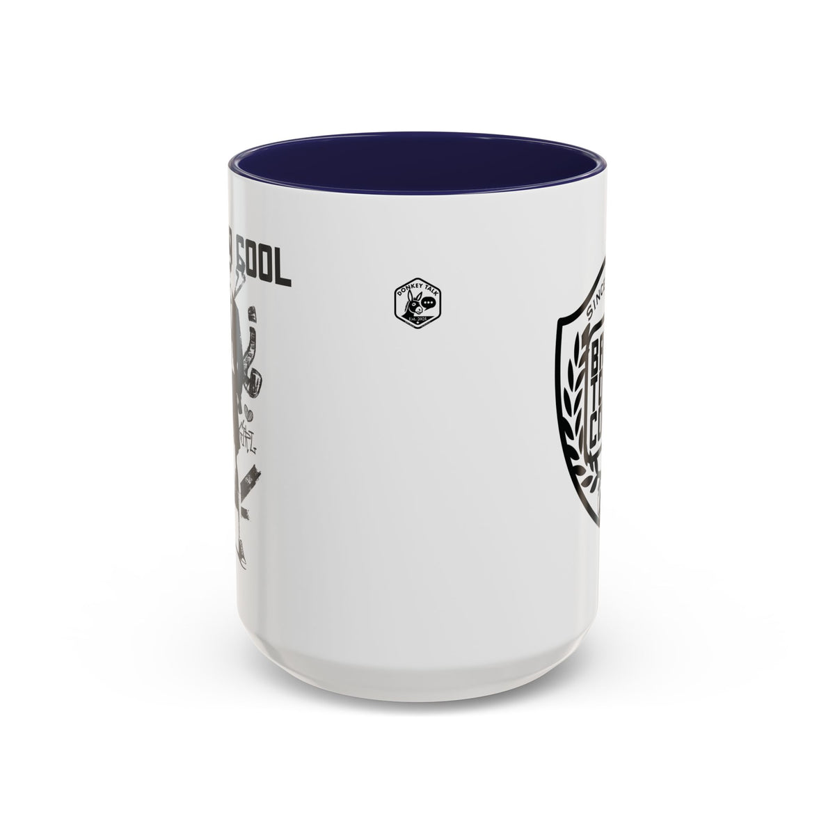 Back to Cool shield accent coffee mug – Donkey Talk ceramic mug