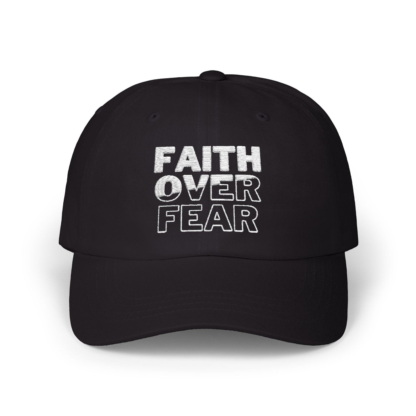 Faith Over Fear Classic Dad Cap - Inspirational White Hat for Everyday Wear