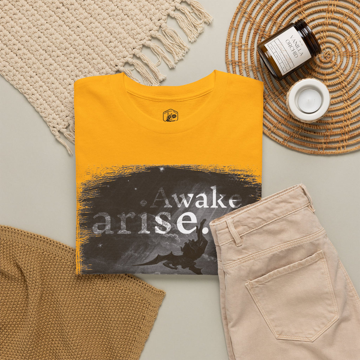Arise or Fall Graphic Tee — Monochrome Moody Quote T-Shirt