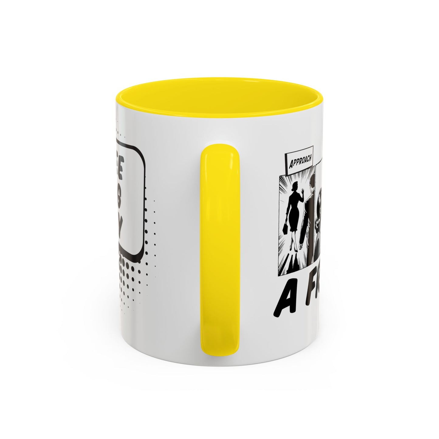 Free Hug Day Accent Coffee Mug – Funny Black & White Comic Speech Bubble Design (11/15 oz)