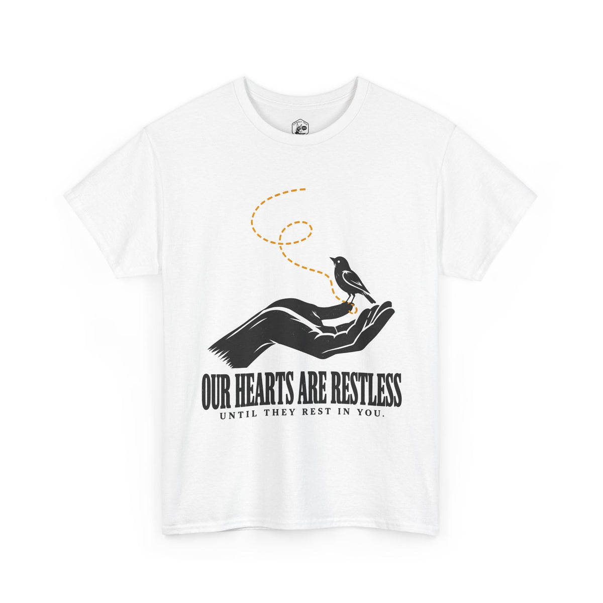 Our Hearts Are Restless Bird in Hand T-Shirt | Augustine Confessions Christian Tee