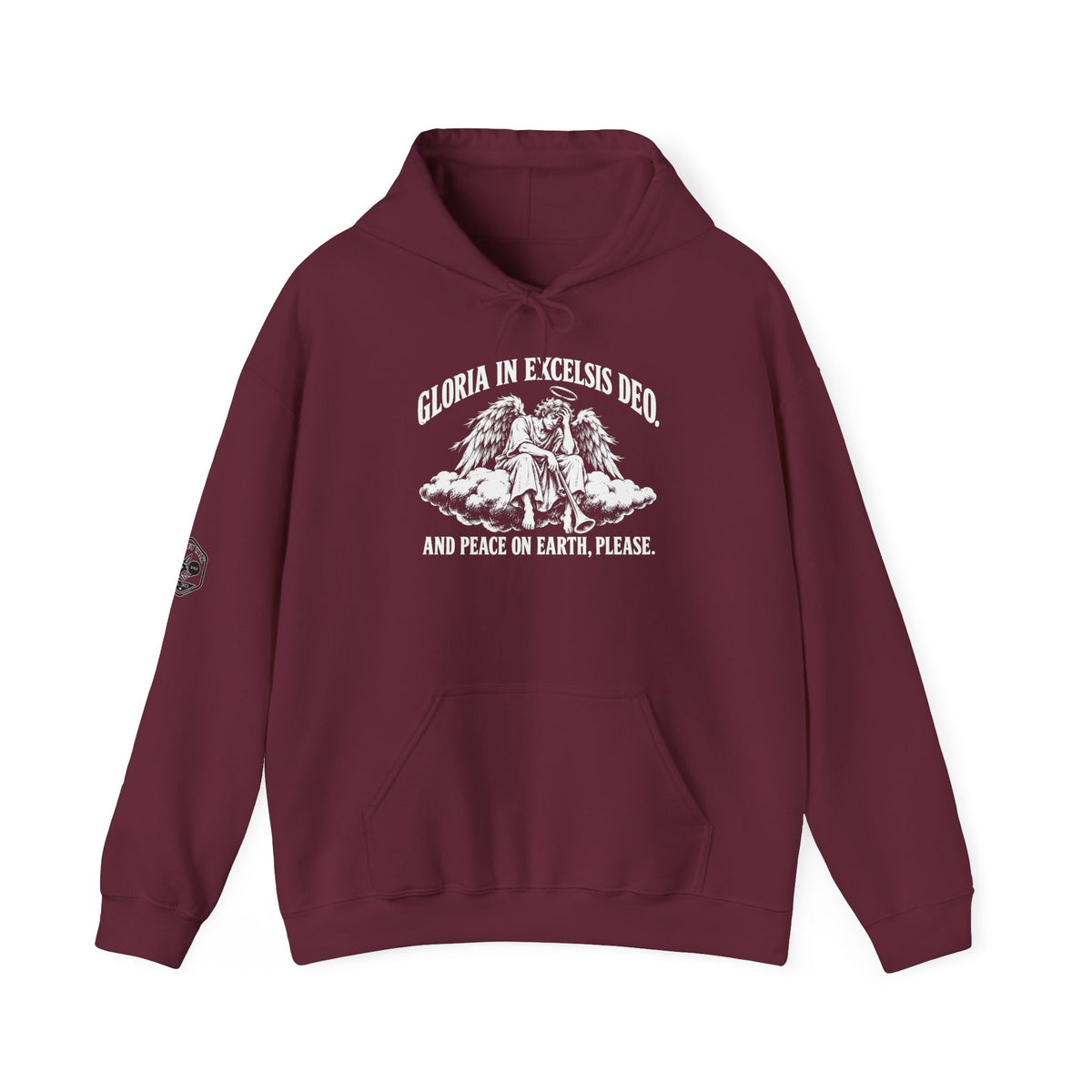 Gloria... Peace on Earth, Please Hoodie | Luke 2:14 Funny Christmas Christian Hoodie