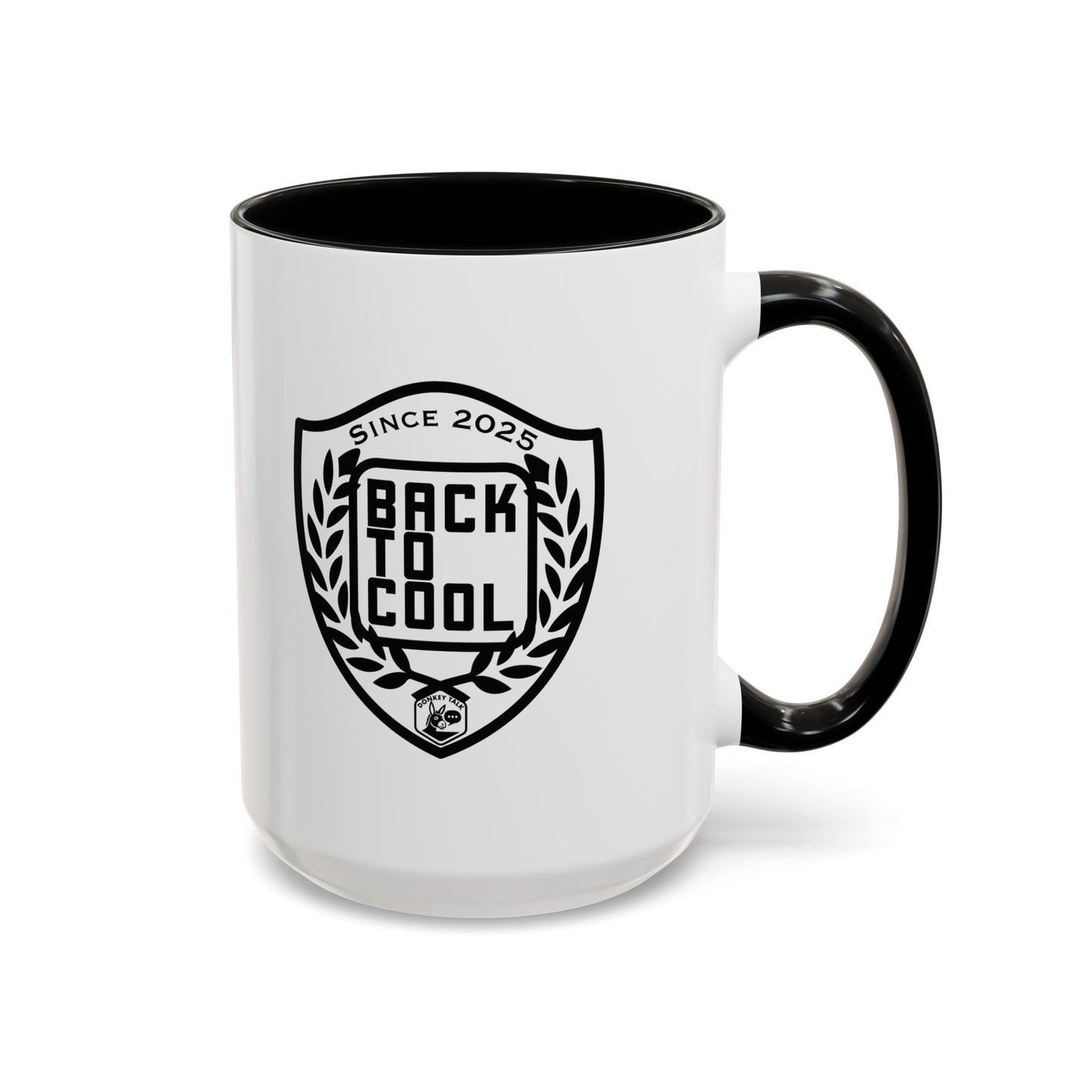 Back to Cool Shield Accent Coffee Mug — Retro Badge Coffee Cup (11/15oz)