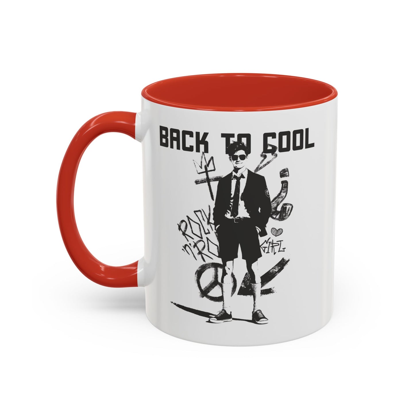 Back to Cool Shield Accent Coffee Mug — Retro Badge Coffee Cup (11/15oz)