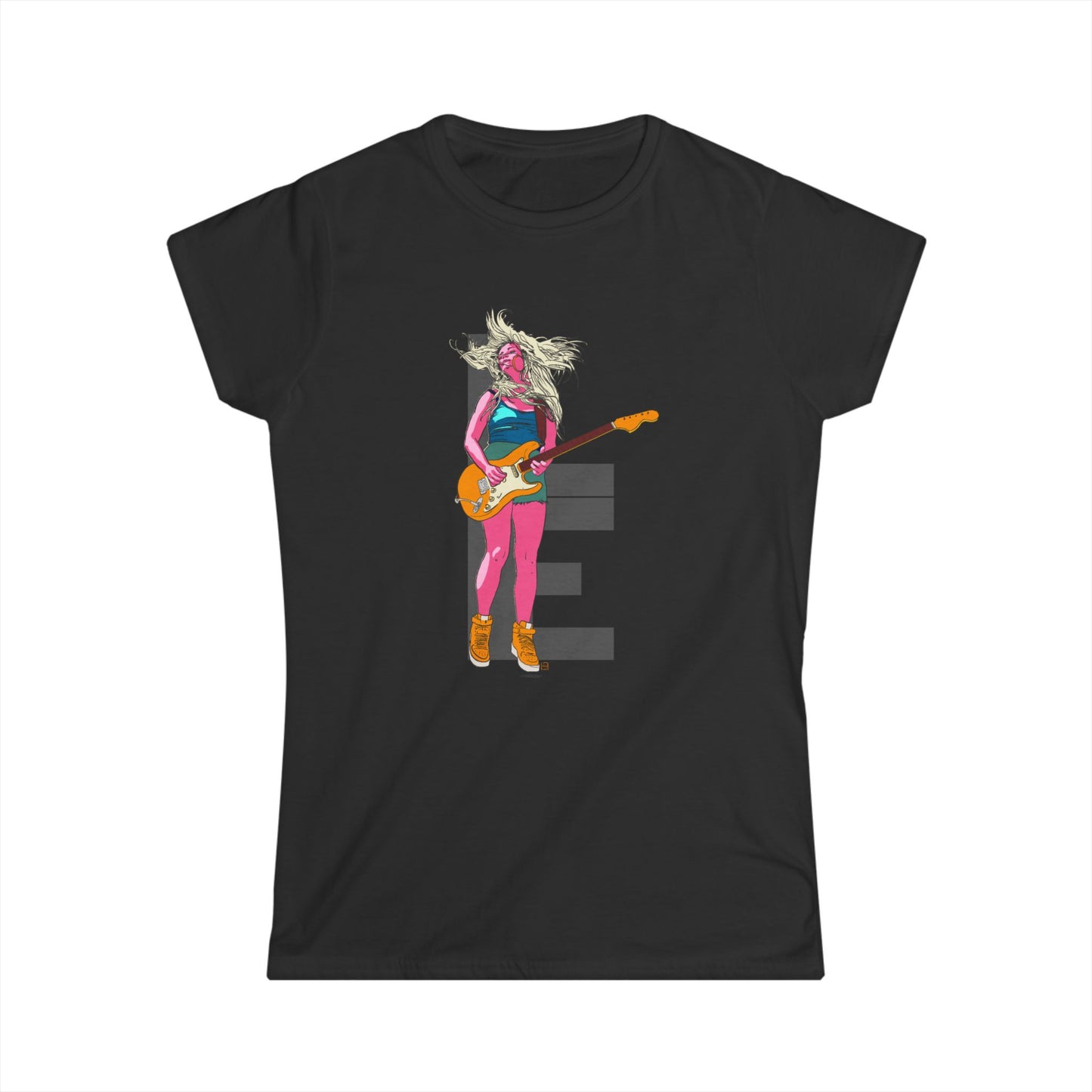 Rockstar Women's Softstyle Tee - Vibrant Guitar Design