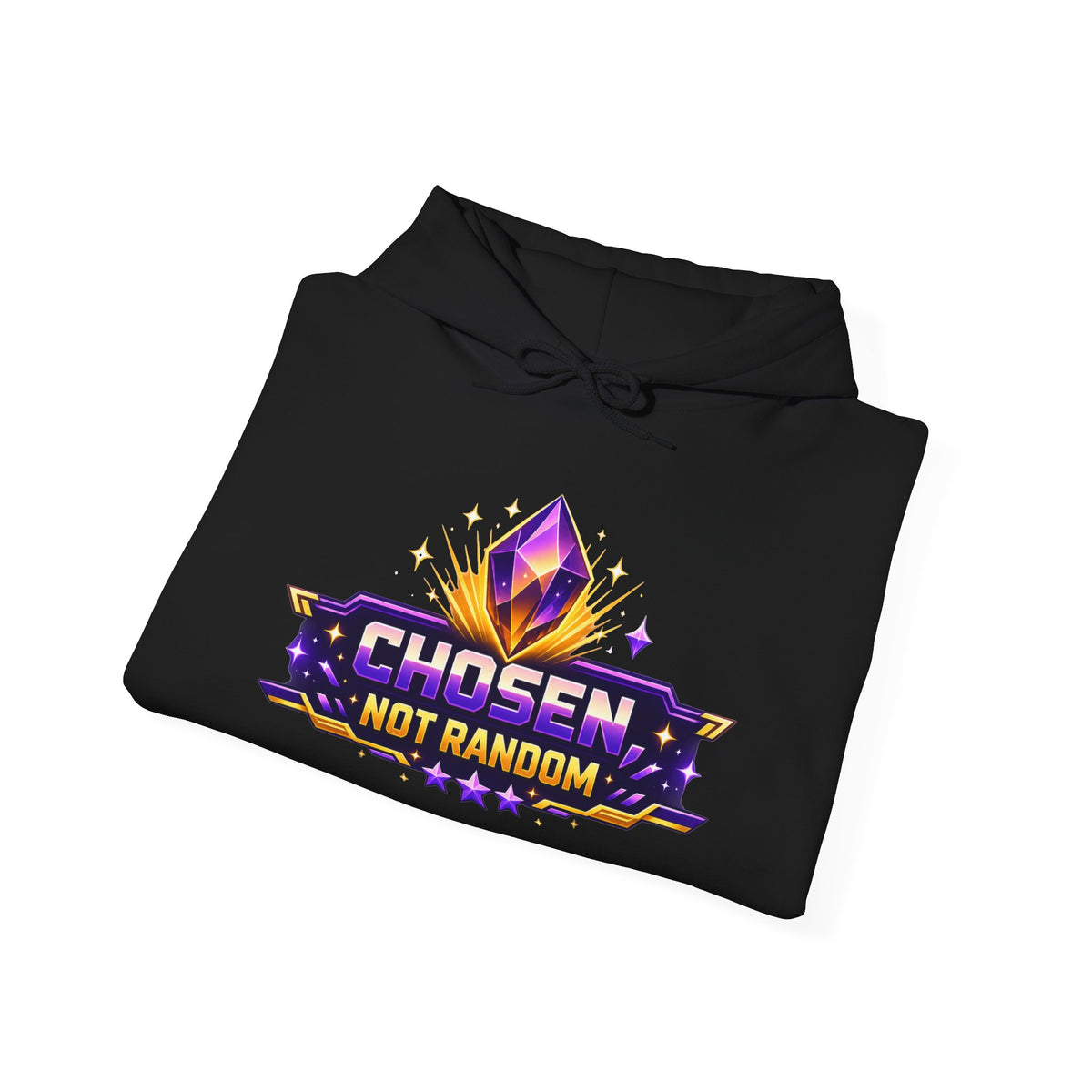Chosen Not Random Hoodie — Gamer Badge Graphic Hooded Sweatshirt