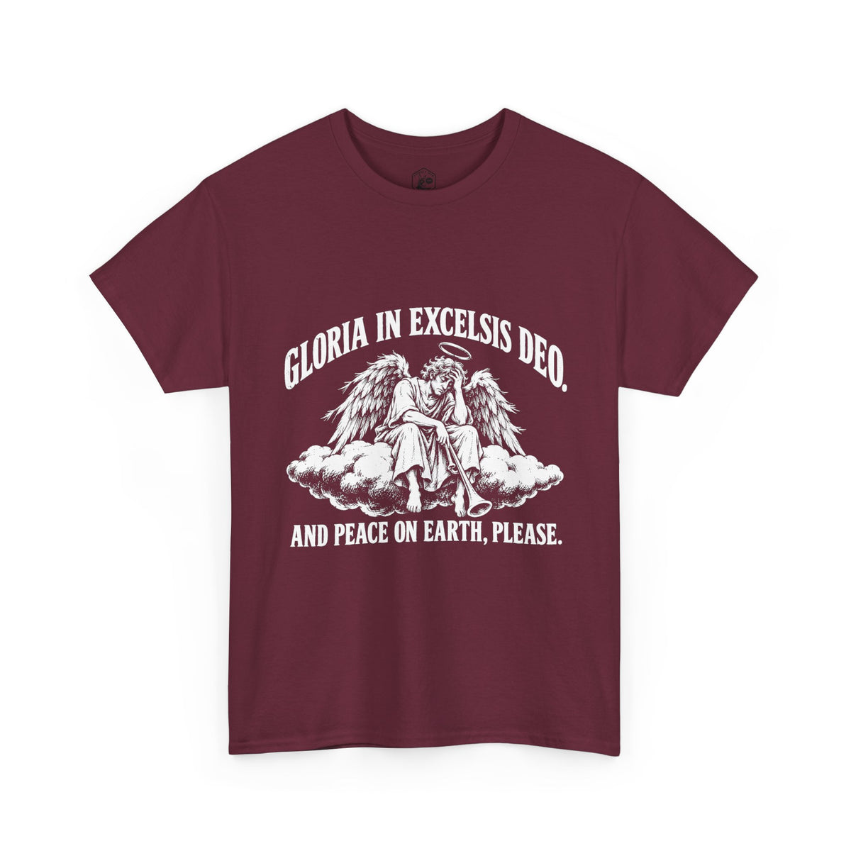Gloria... Peace on Earth, Please T-Shirt | Luke 2:14 Funny Christmas Christian Tee