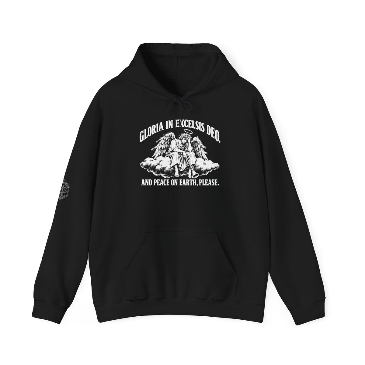 Gloria... Peace on Earth, Please Hoodie | Luke 2:14 Funny Christmas Christian Hoodie