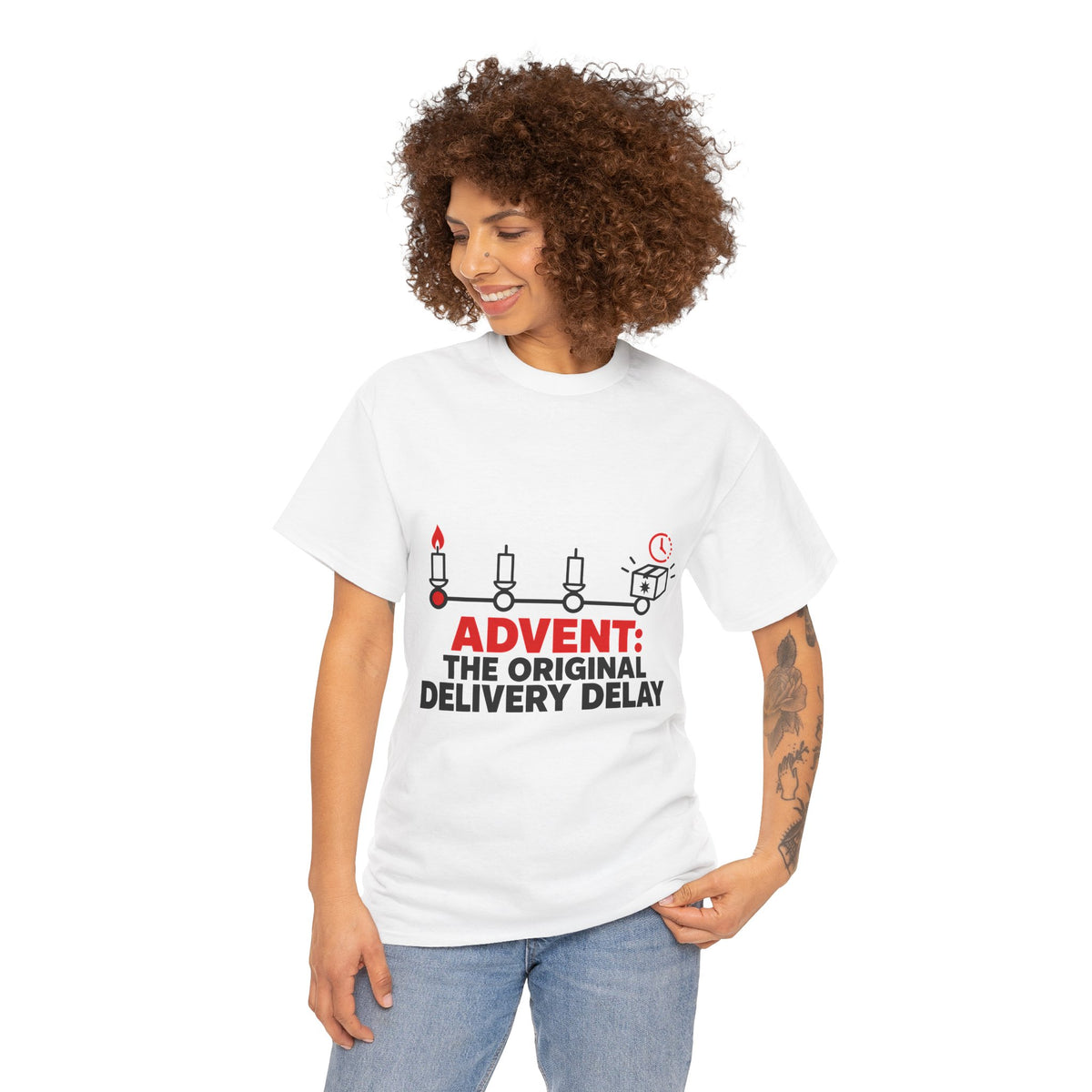 Advent: The Original Delivery Delay T-Shirt | Funny Christian Advent Tee