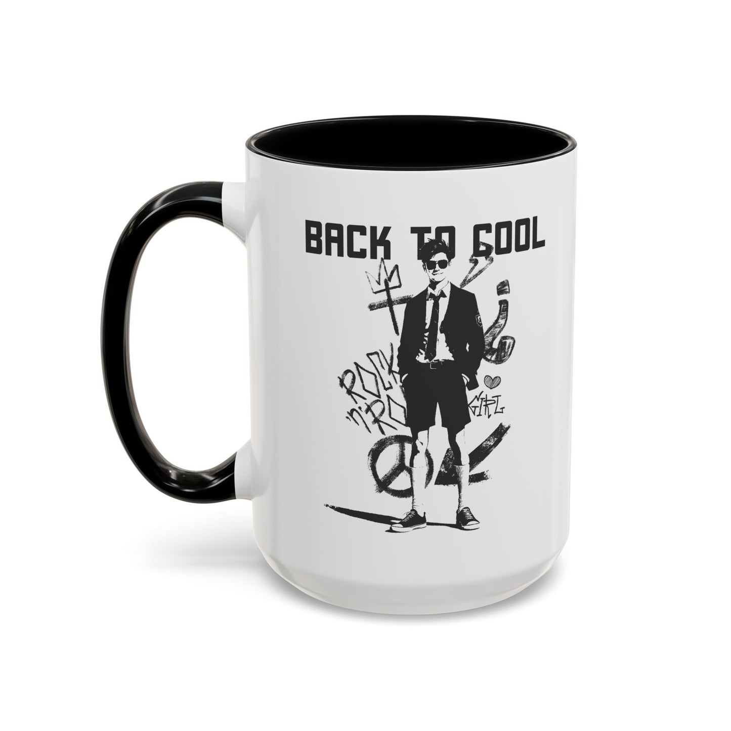 Back to Cool Shield Accent Coffee Mug — Retro Badge Coffee Cup (11/15oz)
