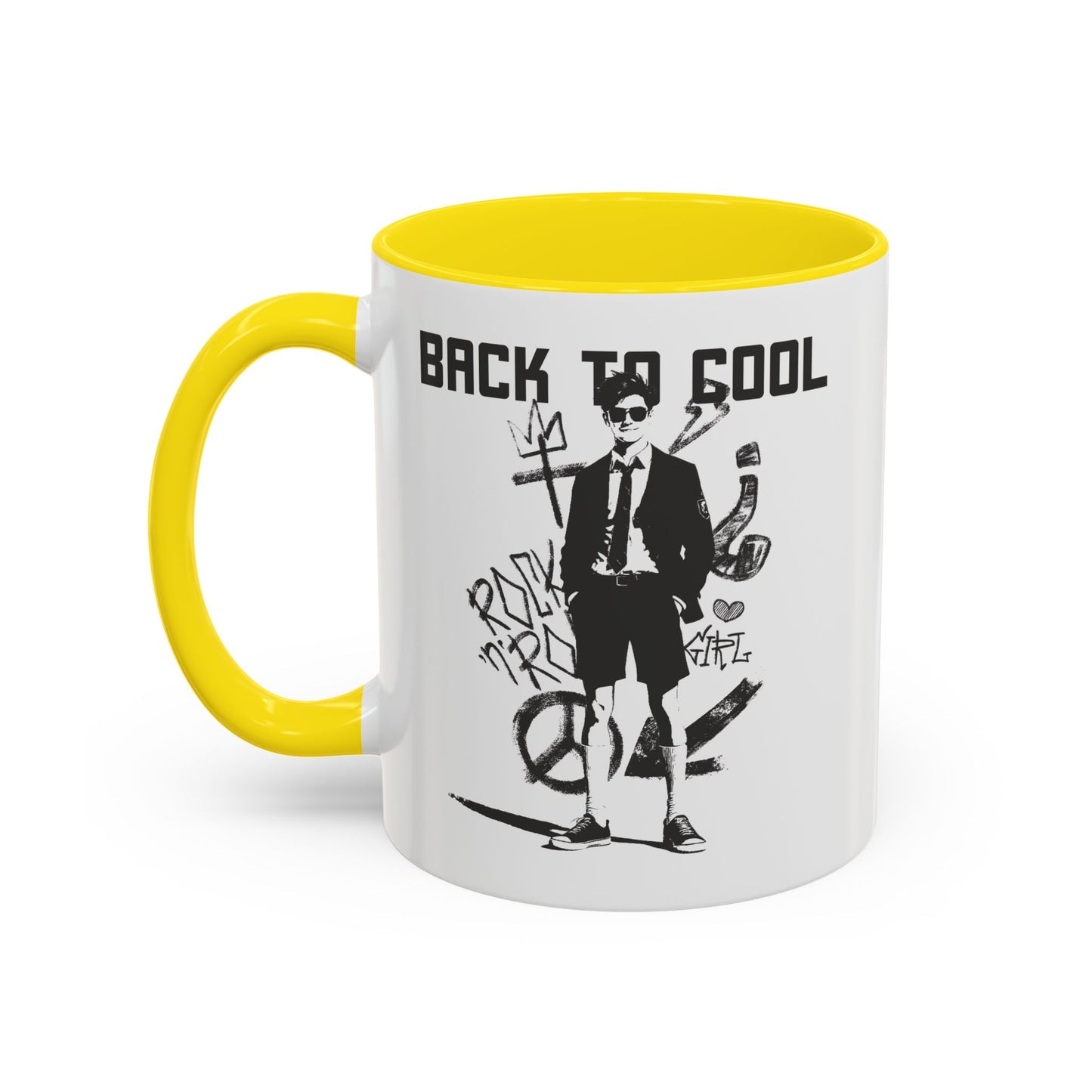 Back to Cool Shield Accent Coffee Mug — Retro Badge Coffee Cup (11/15oz)