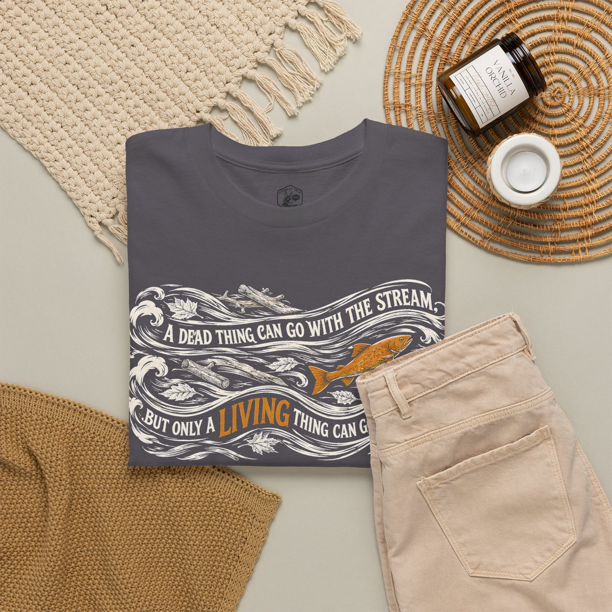 Chesterton Fish Go With the Stream T-shirt – Donkey Talk graphic tee