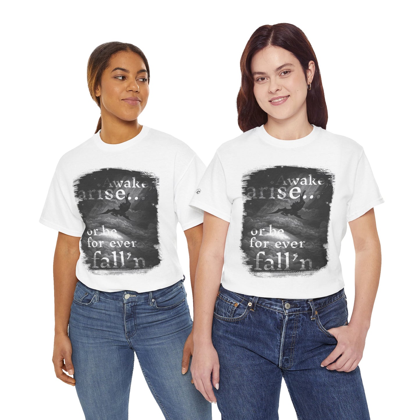 Inspirational Unisex Heavy Cotton Tee - 'Awake, arise... or be for ever fallen' - Motivational Shirt for Dreamers, Perfect for Everyday Wear