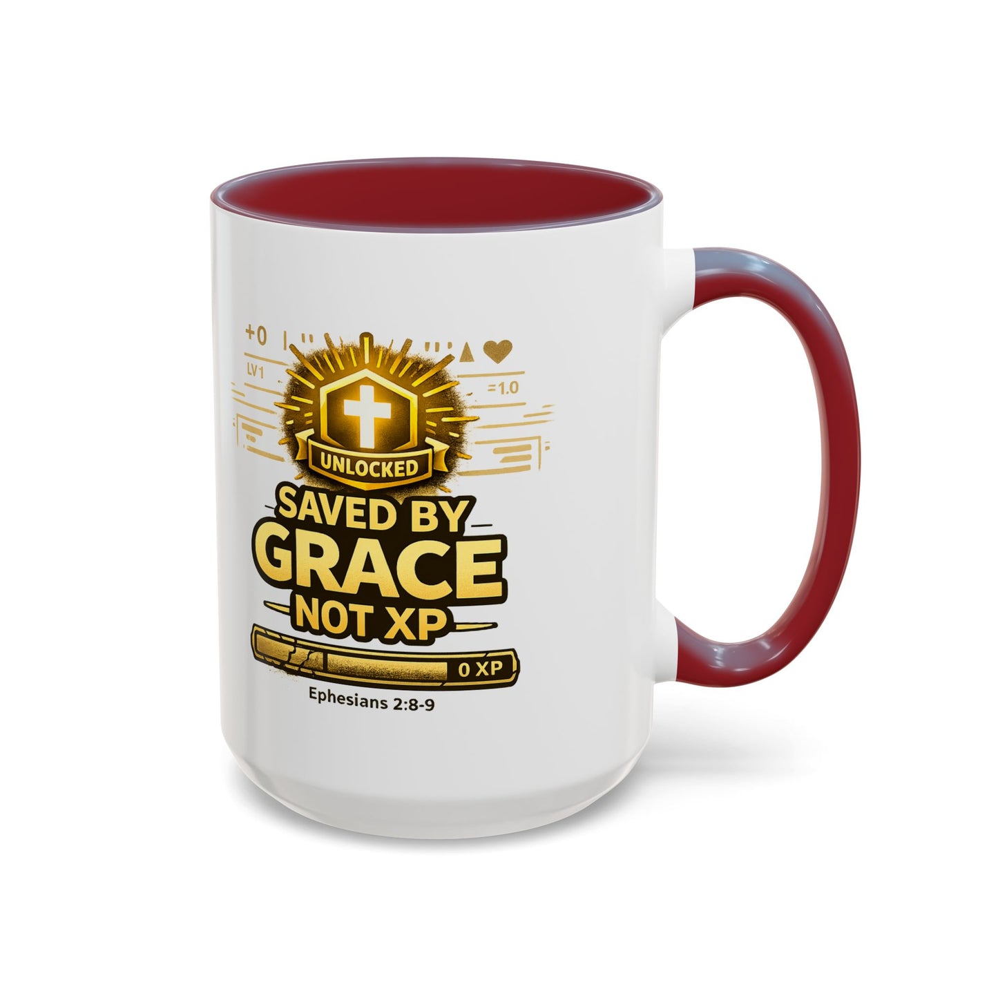 Saved by Grace Coffee Mug — Christian Gamer "Not XP" 11/15oz Accent Mug