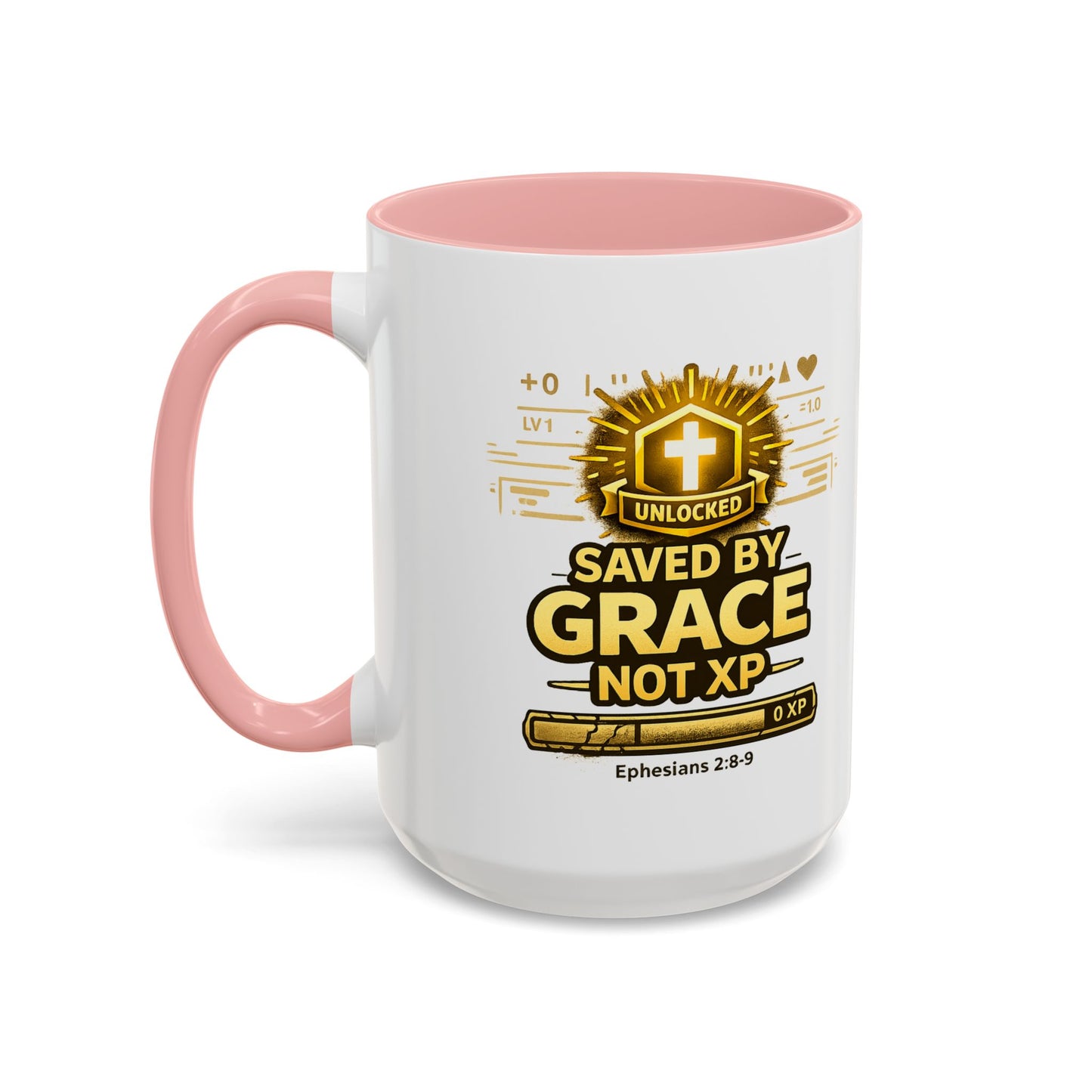 Saved by Grace Coffee Mug — Christian Gamer "Not XP" 11/15oz Accent Mug