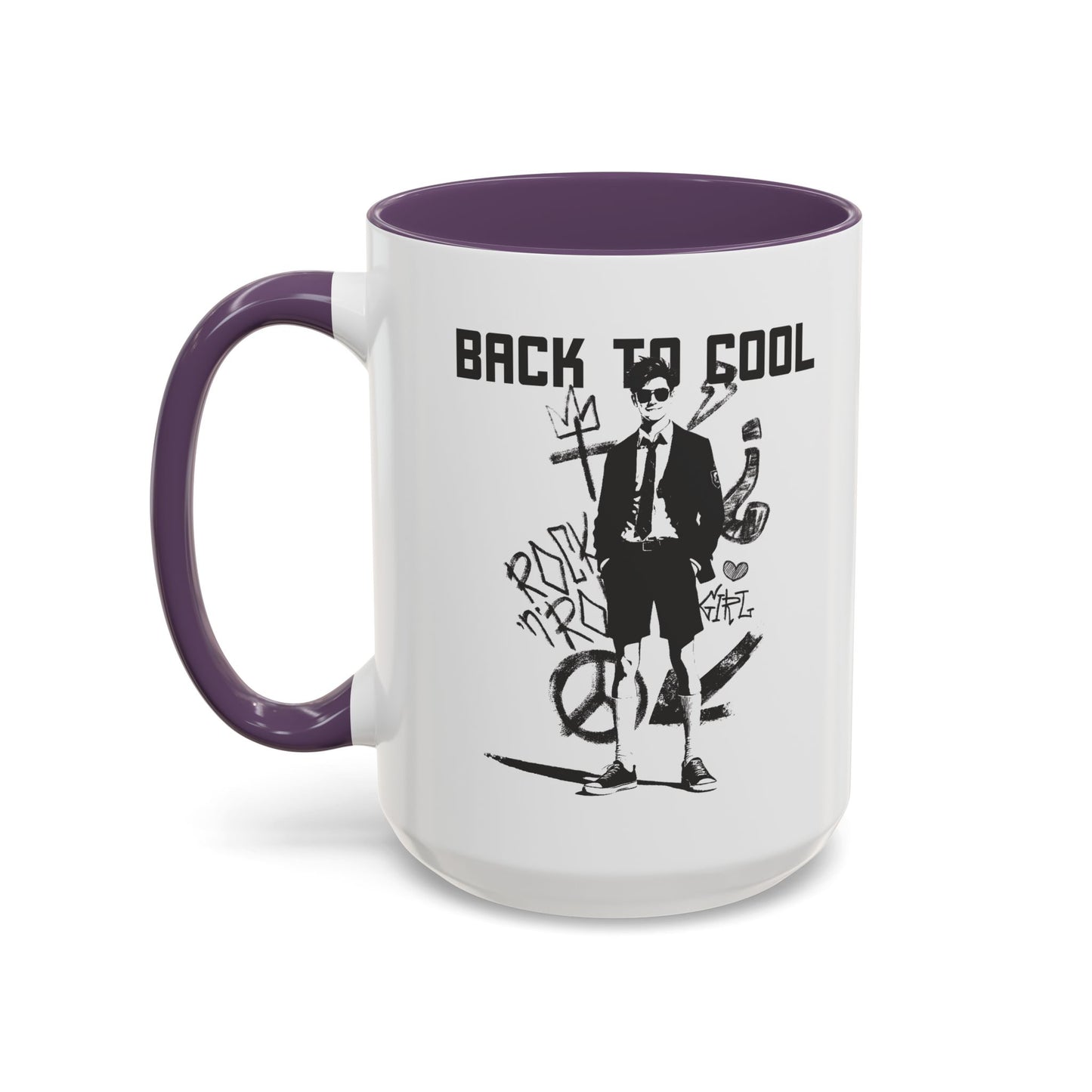 Back to Cool Shield Accent Coffee Mug — Retro Badge Coffee Cup (11/15oz)