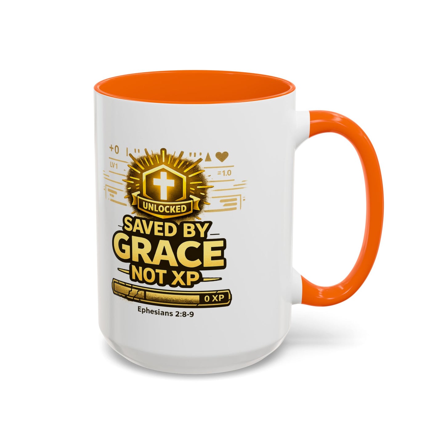 Saved by Grace Coffee Mug — Christian Gamer "Not XP" 11/15oz Accent Mug