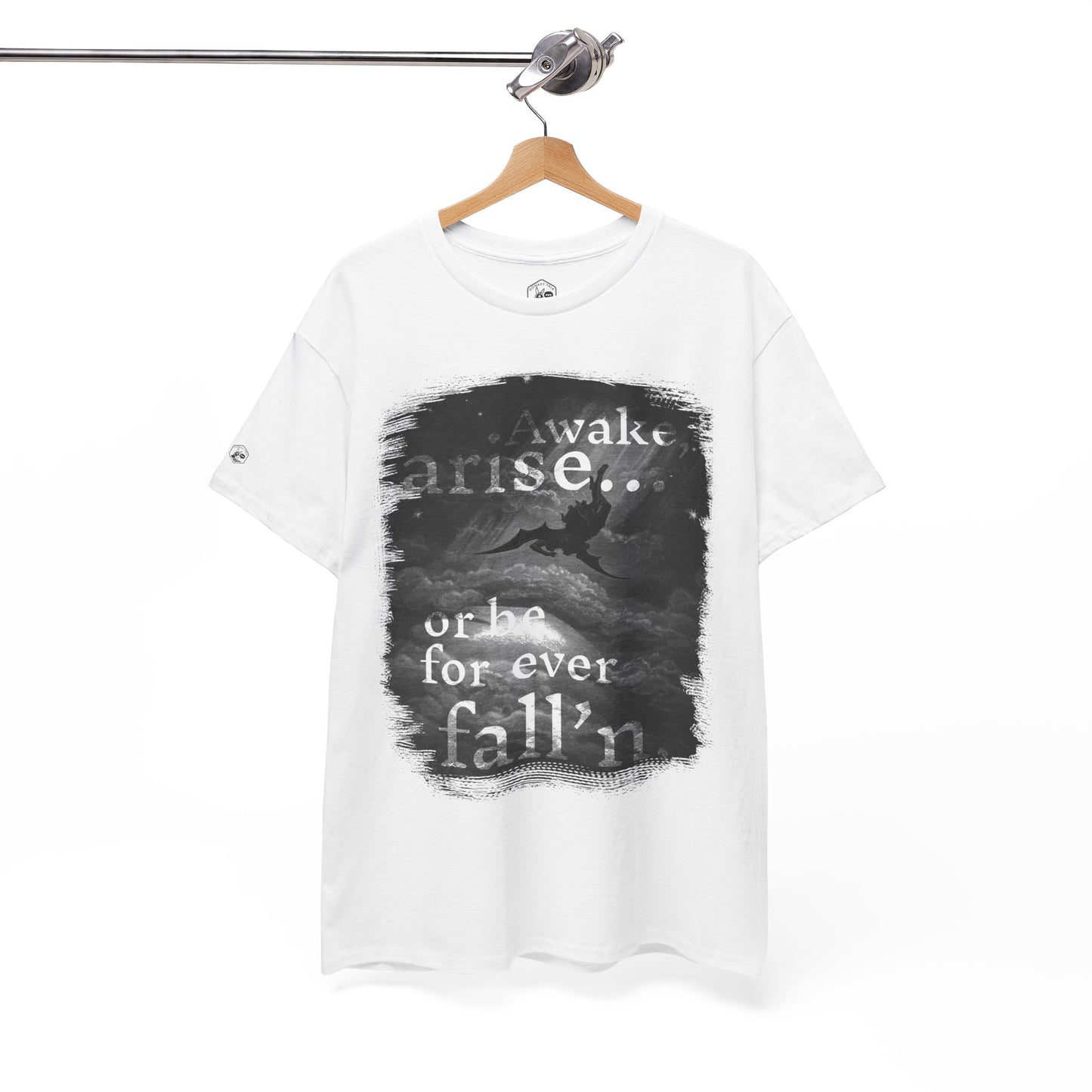 Inspirational Unisex Heavy Cotton Tee - 'Awake, arise... or be for ever fallen' - Motivational Shirt for Dreamers, Perfect for Everyday Wear