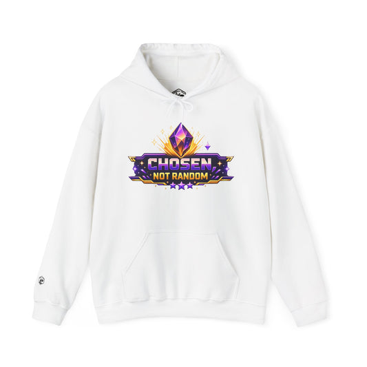 Chosen Not Random Hoodie — Gamer Badge Graphic Hooded Sweatshirt