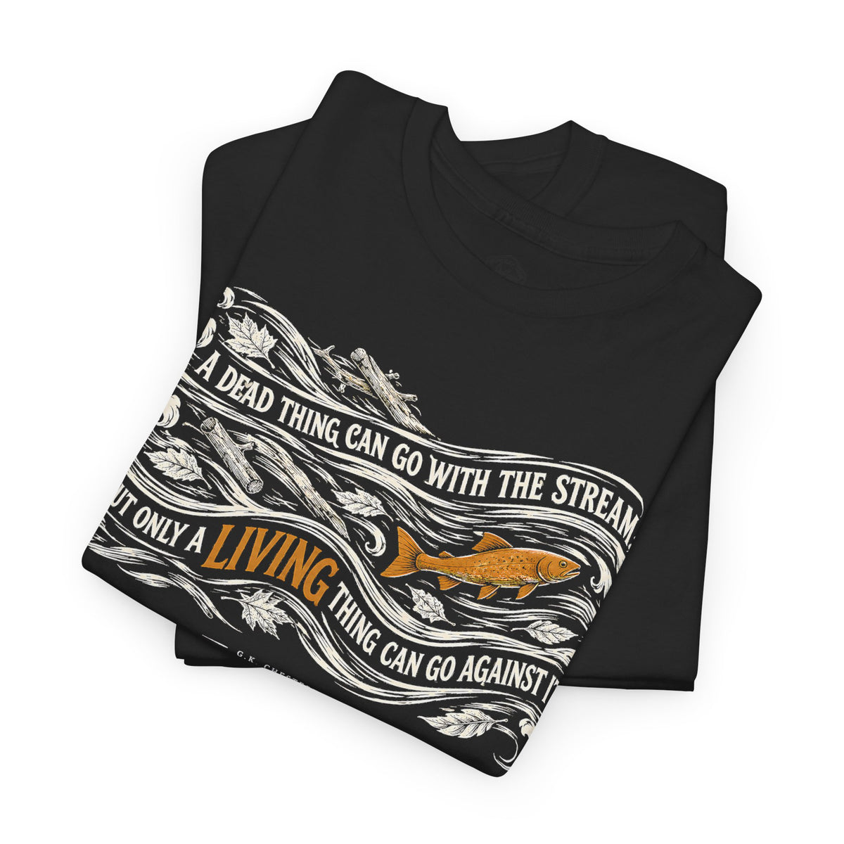 Chesterton Fish Go With the Stream T-shirt – Donkey Talk graphic tee