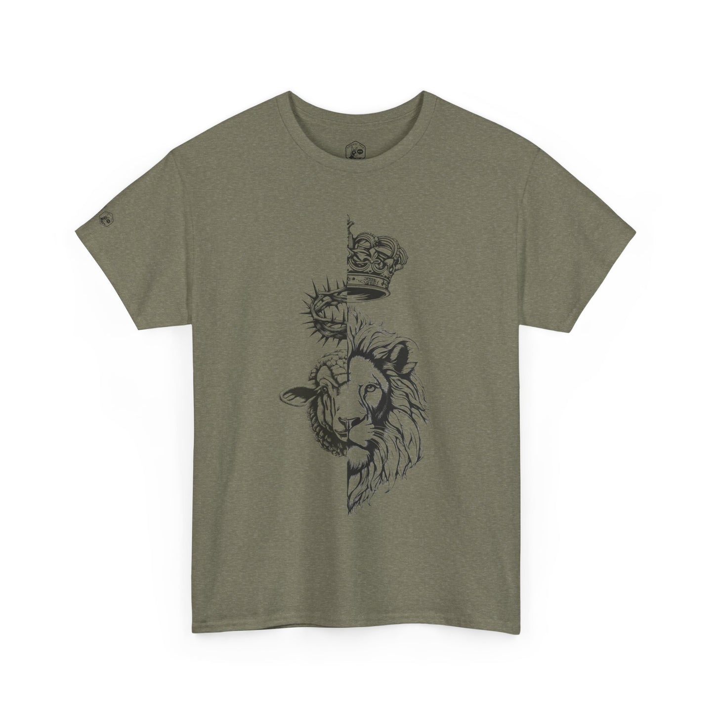 Unisex Heavy Cotton Tee - Bold 'Lion & Lamb' Design for Everyday Wear