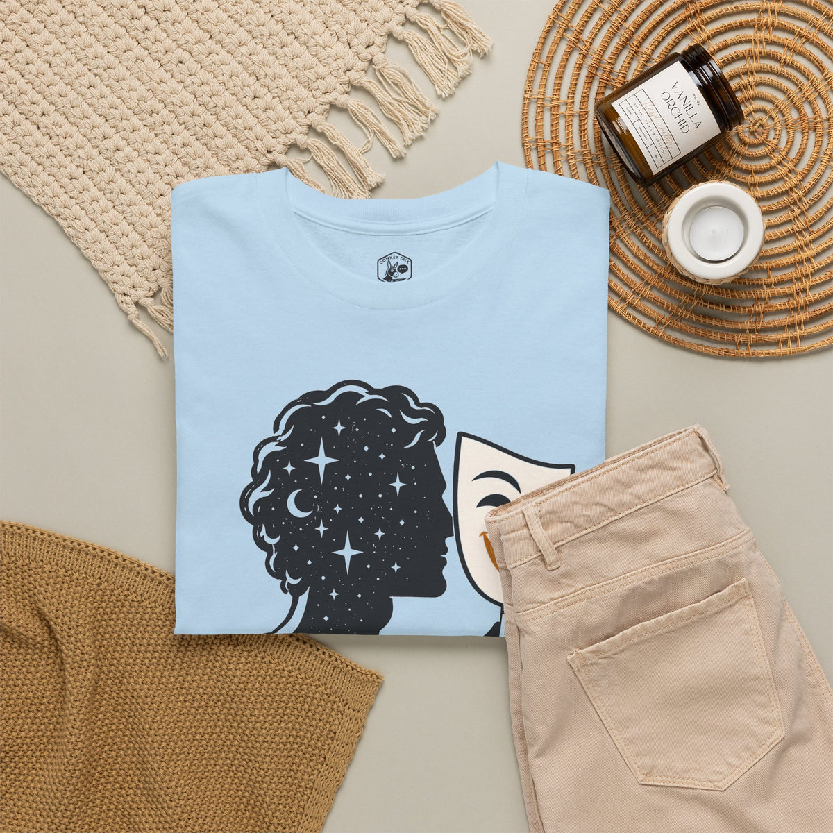 Know Thyself Starlit Mind and Mask T-shirt – Donkey Talk graphic tee