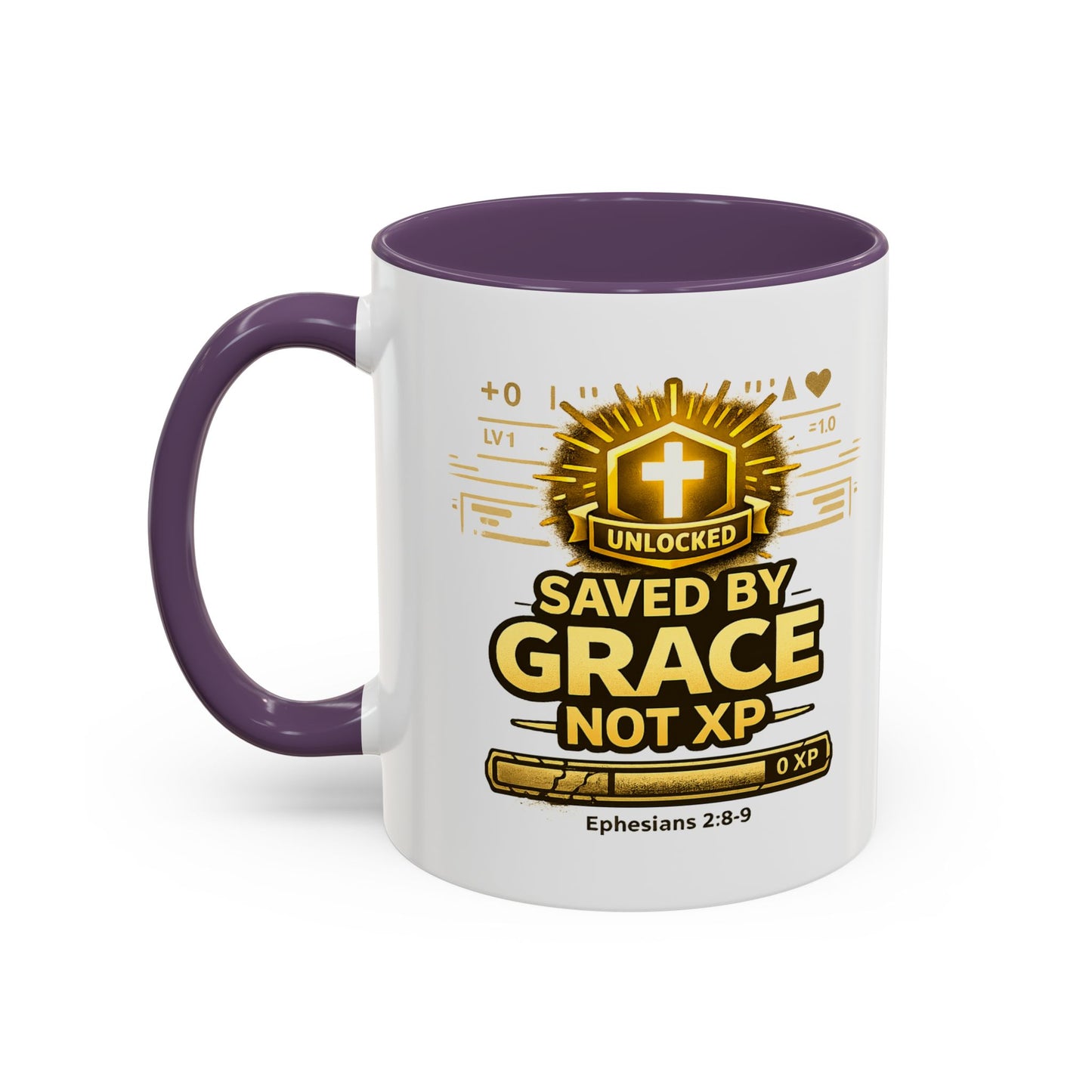 Saved by Grace Coffee Mug — Christian Gamer "Not XP" 11/15oz Accent Mug