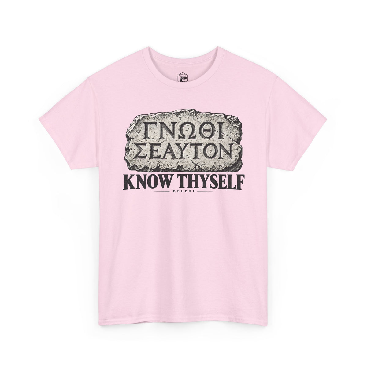 Know Thyself Delphi Stone T-shirt – Donkey Talk graphic tee