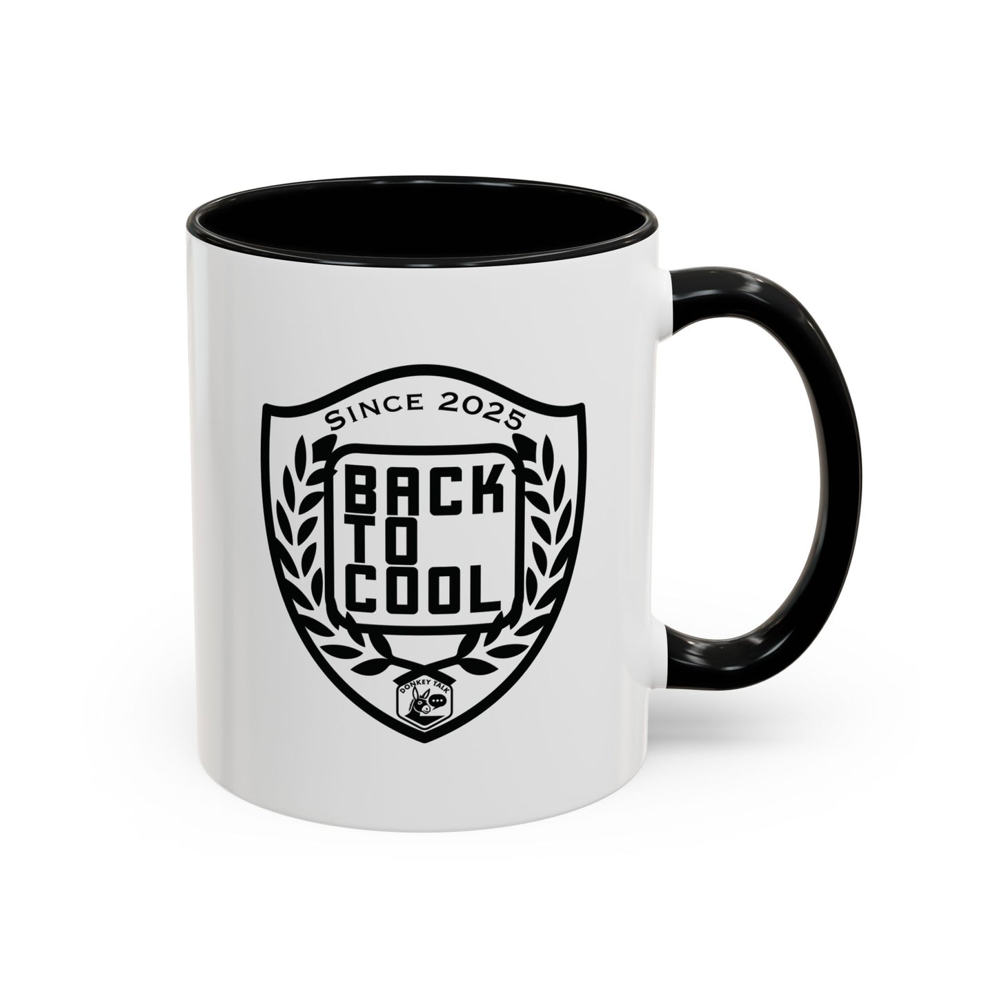 Back to Cool Shield Accent Coffee Mug — Retro Badge Coffee Cup (11/15oz)