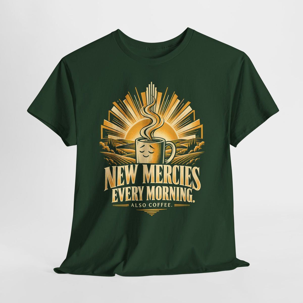 New Mercies Every Morning Also Coffee T-shirt – Donkey Talk graphic tee