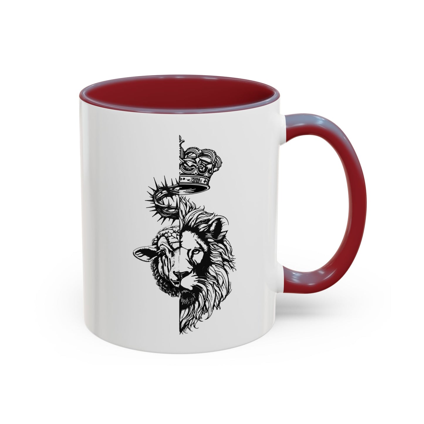 Lion & Lamb Religious Accent Coffee Mug — Crown of Thorns Christian Gift (11/15oz)