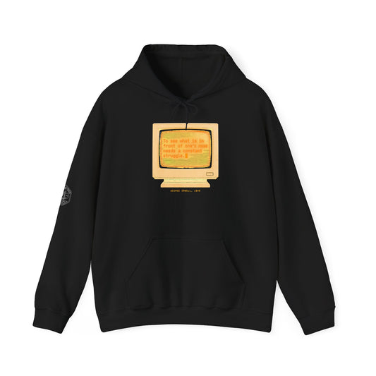 Front of Your Nose Retro Terminal Hoodie | George Orwell 1946 Quote Hoodie