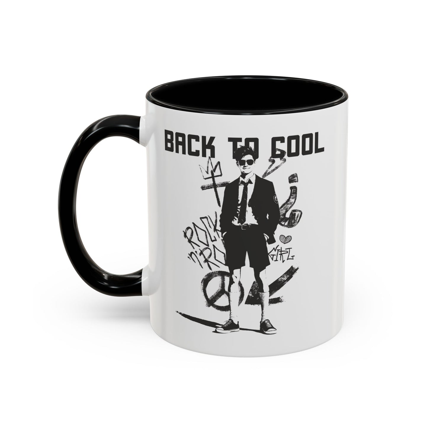 Back to Cool Shield Accent Coffee Mug — Retro Badge Coffee Cup (11/15oz)
