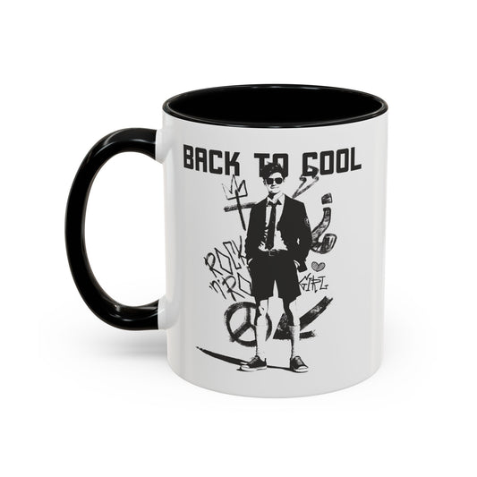 Back to Cool Shield Accent Coffee Mug — Retro Badge Coffee Cup (11/15oz)