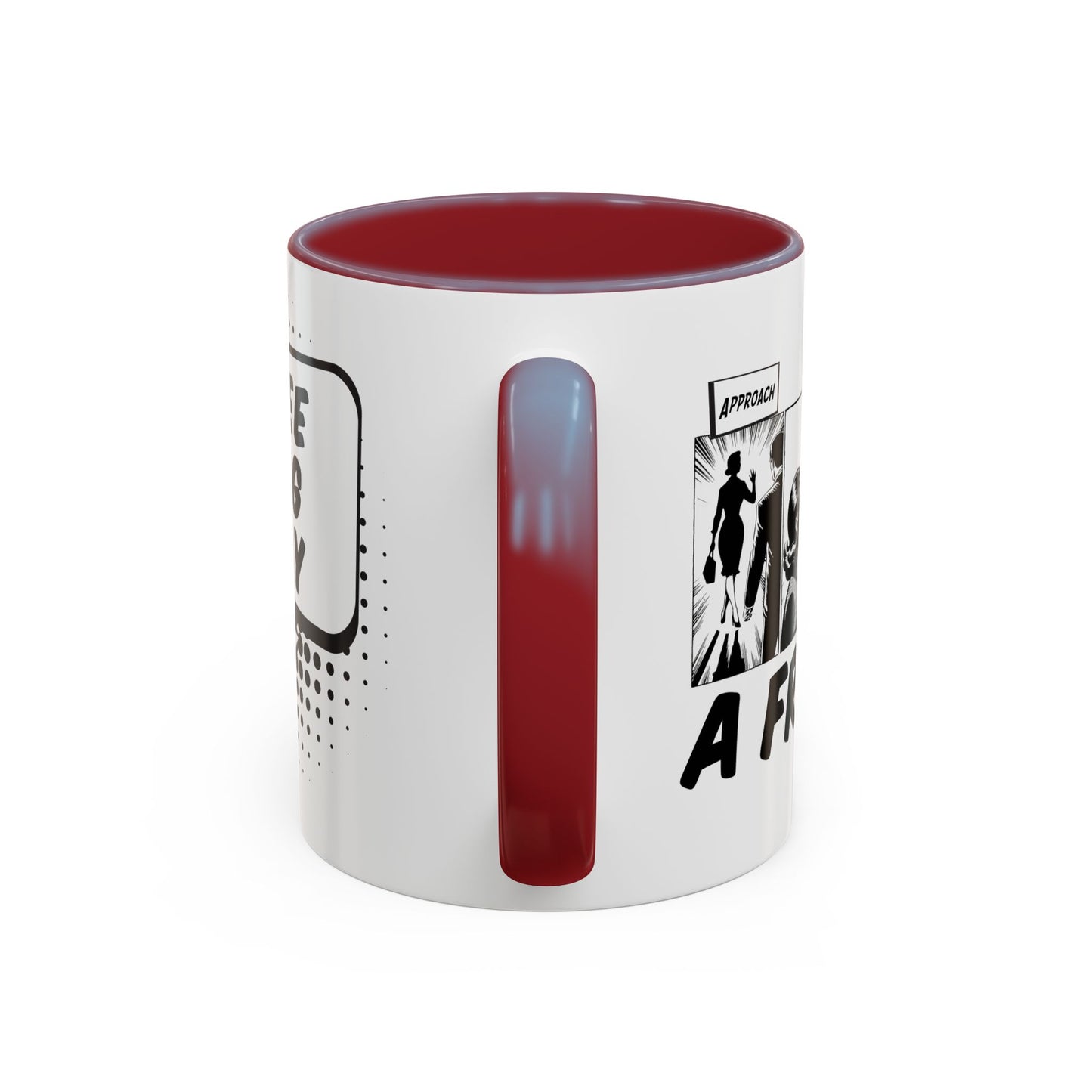 Free Hug Day Accent Coffee Mug – Funny Black & White Comic Speech Bubble Design (11/15 oz)