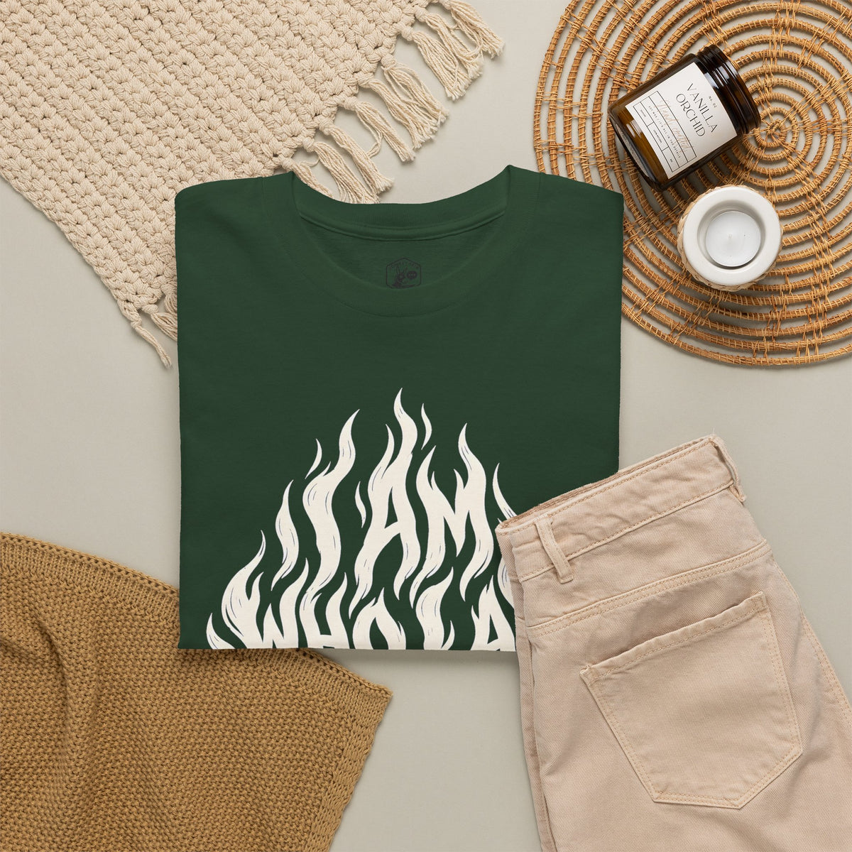 I Am Who I Am Flame Lettering T-shirt – Donkey Talk graphic tee