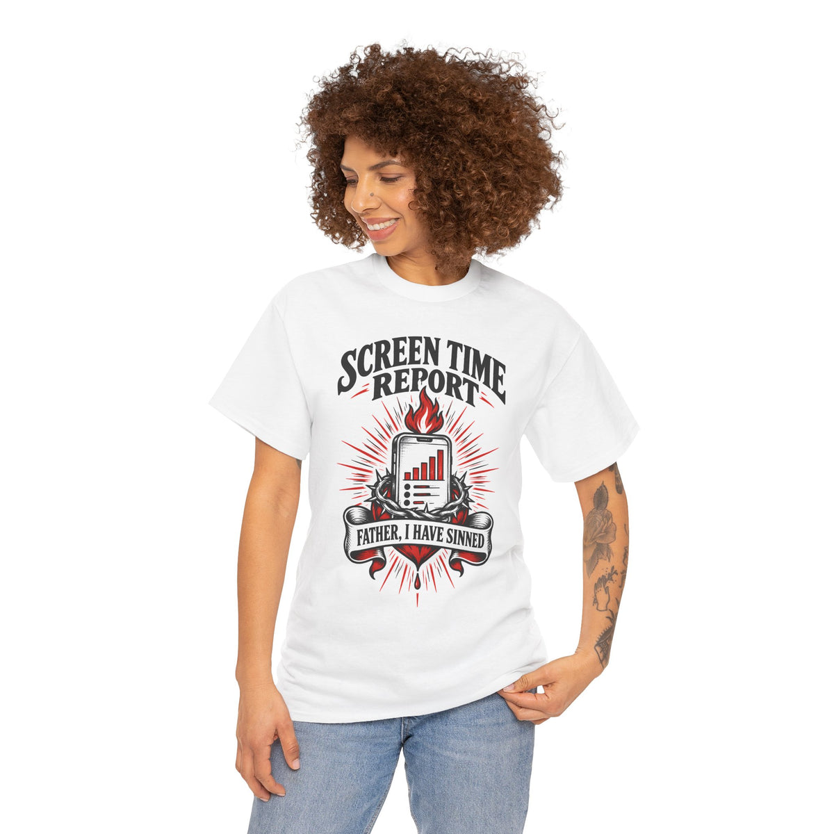 Screen Time Report: Father, I Have Sinned T-Shirt | Funny Catholic Christian Tee