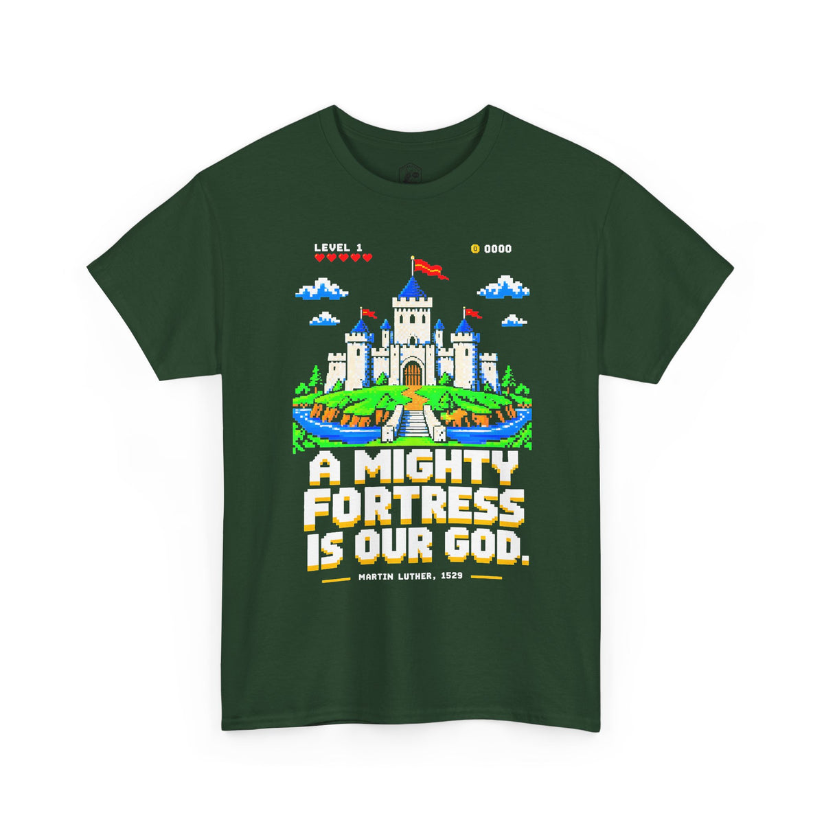 A Mighty Fortress 8-Bit Castle T-shirt – Donkey Talk graphic tee