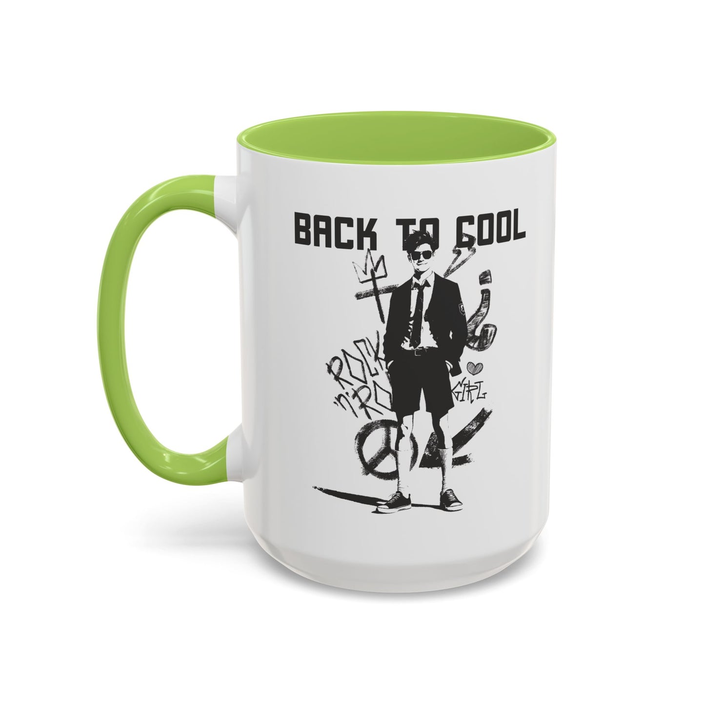 Back to Cool Shield Accent Coffee Mug — Retro Badge Coffee Cup (11/15oz)