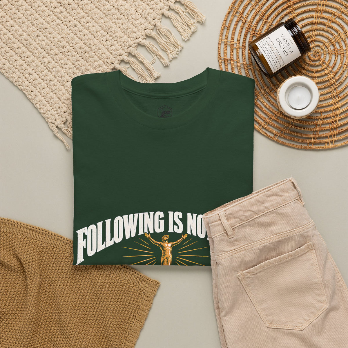 Following Is Not Fame T-Shirt | John 3:30 He Must Increase Christian Tee