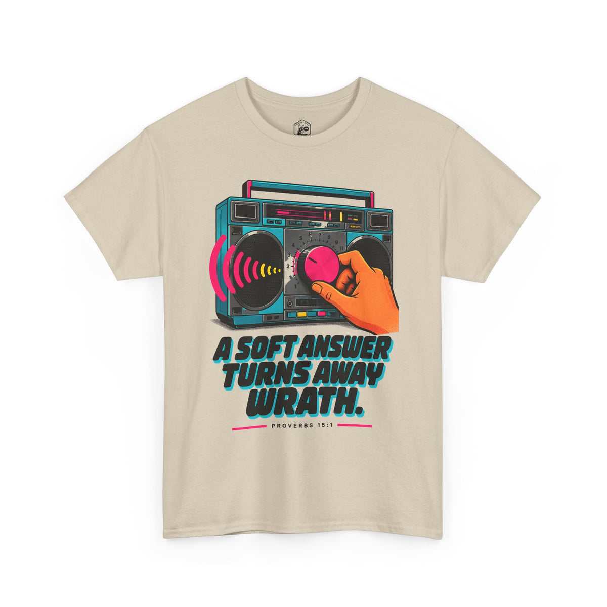 Camiseta "Turn Down the Volume" Boombox | Camiseta de Proverbios 15:1 "A Soft Answer"
