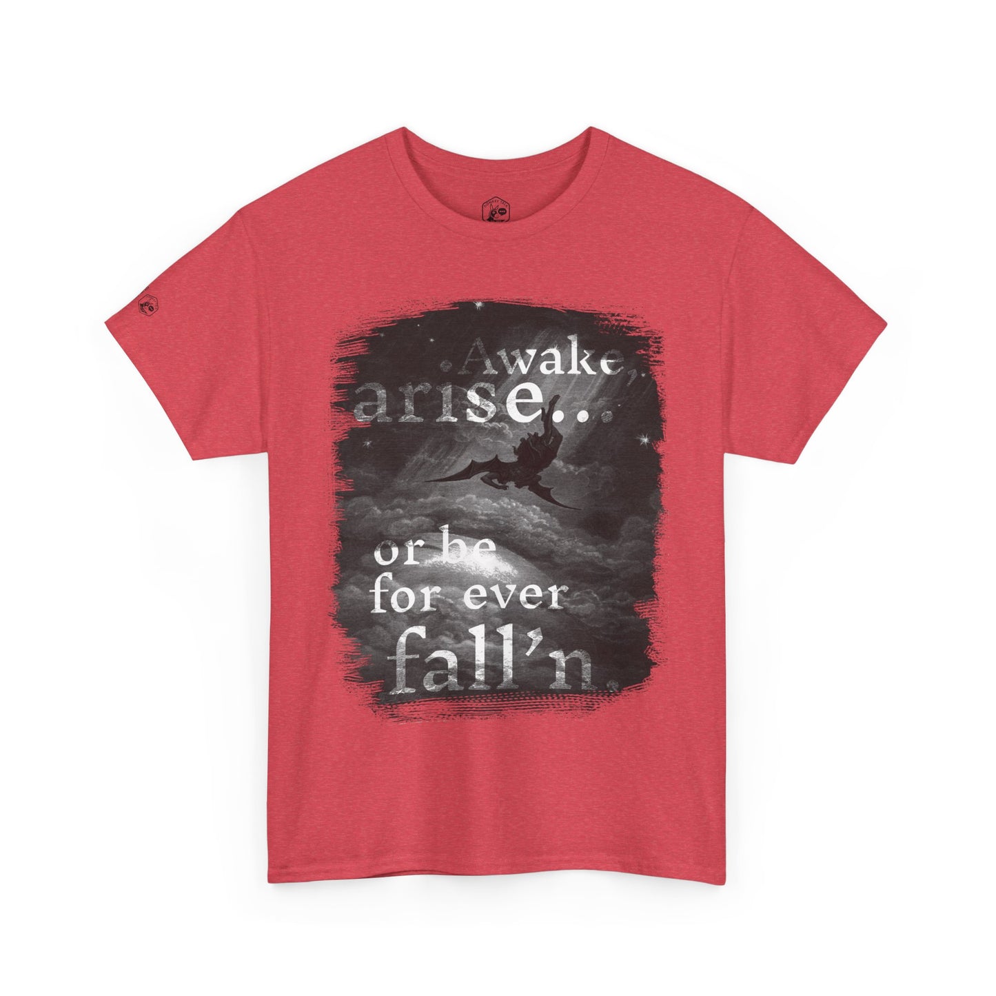Inspirational Unisex Heavy Cotton Tee - 'Awake, arise... or be for ever fallen' - Motivational Shirt for Dreamers, Perfect for Everyday Wear